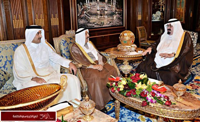 خادم الحرمين يستقبل أميري الكويت وقطر