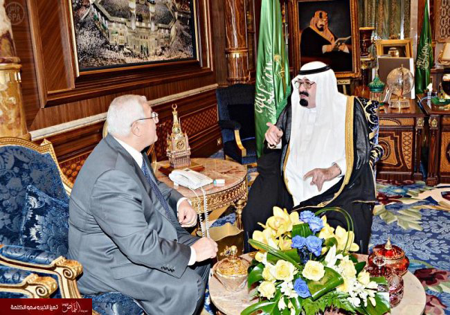 خادم الحرمين يستقبل الرئيس المصري عدلي منصور