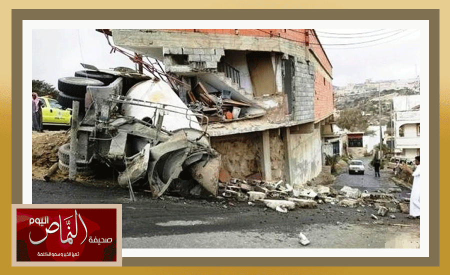 إصابة سائق شاحنة بعد انكفائها شمال محافظة النماص