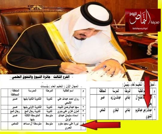 عبدالله الشهري ونورة العمري .. يفوزان بجائزو أبها  32/1433هـ